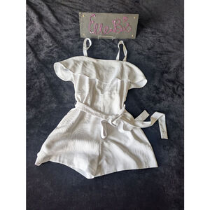 NWOT Express White Ruffle Romper XS